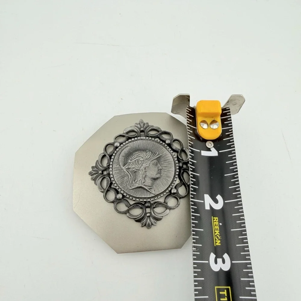 Silver Tone Roman Centurion Winged Helmet Octagon Belt Buckle